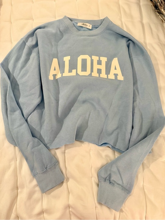 Tops - Mahina Aloha Blue Cropped Sweatshirt NWOT